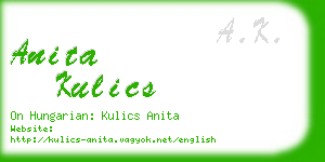 anita kulics business card